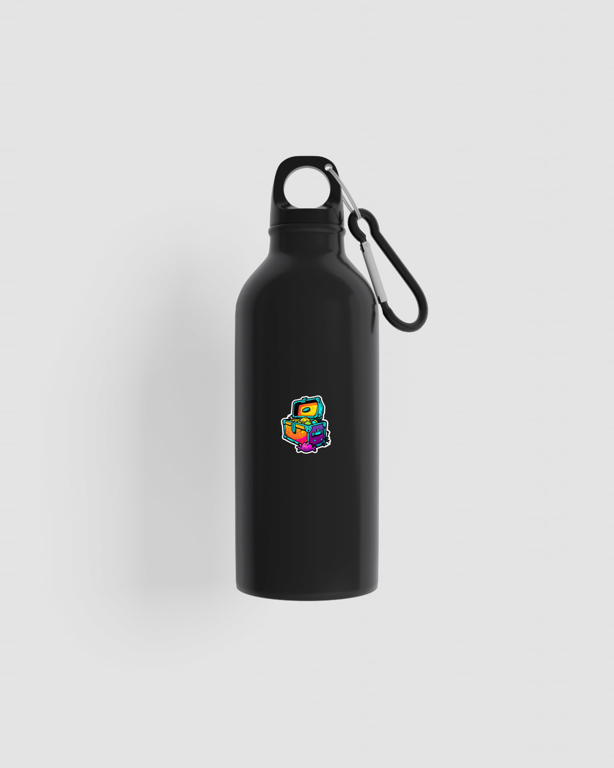 Treasure Water bottle, customizable, 100% recycled steel, Blackproduct image