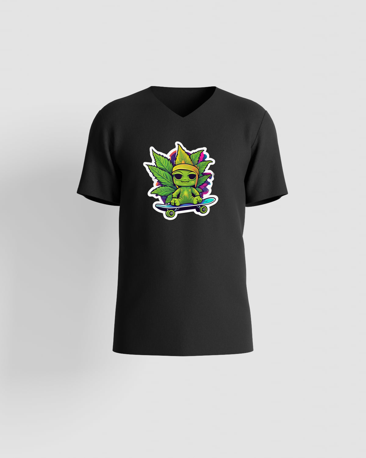Weedcraft Green T-Shirt: Skateboarding Cannabis Leafproduct image