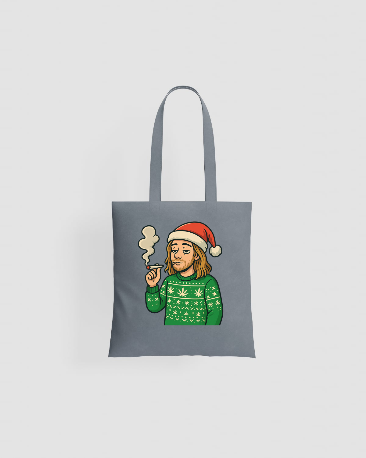 Weedcraft Bearded Santa Smoking Christmas Tote Bagproduct image