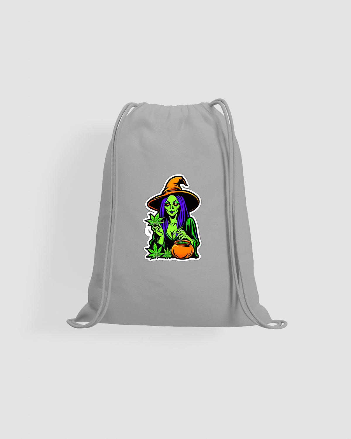 Weedcraft Drawstring Bag: Green Witch with Marijuana Potproduct image