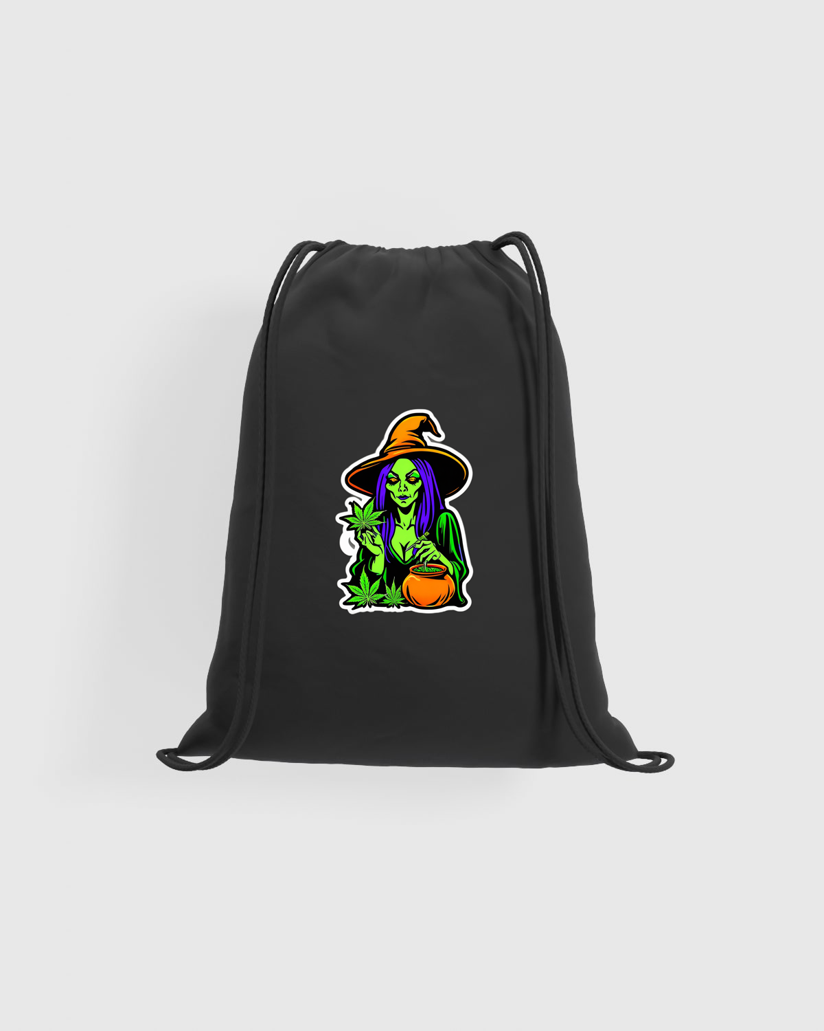 Weedcraft Drawstring Bag Green Witch with Marijuana Potproduct image