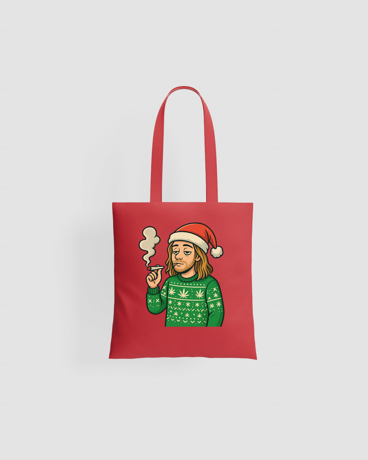 Weedcraft Bearded Santa Smoking Holiday Tote Bagproduct image