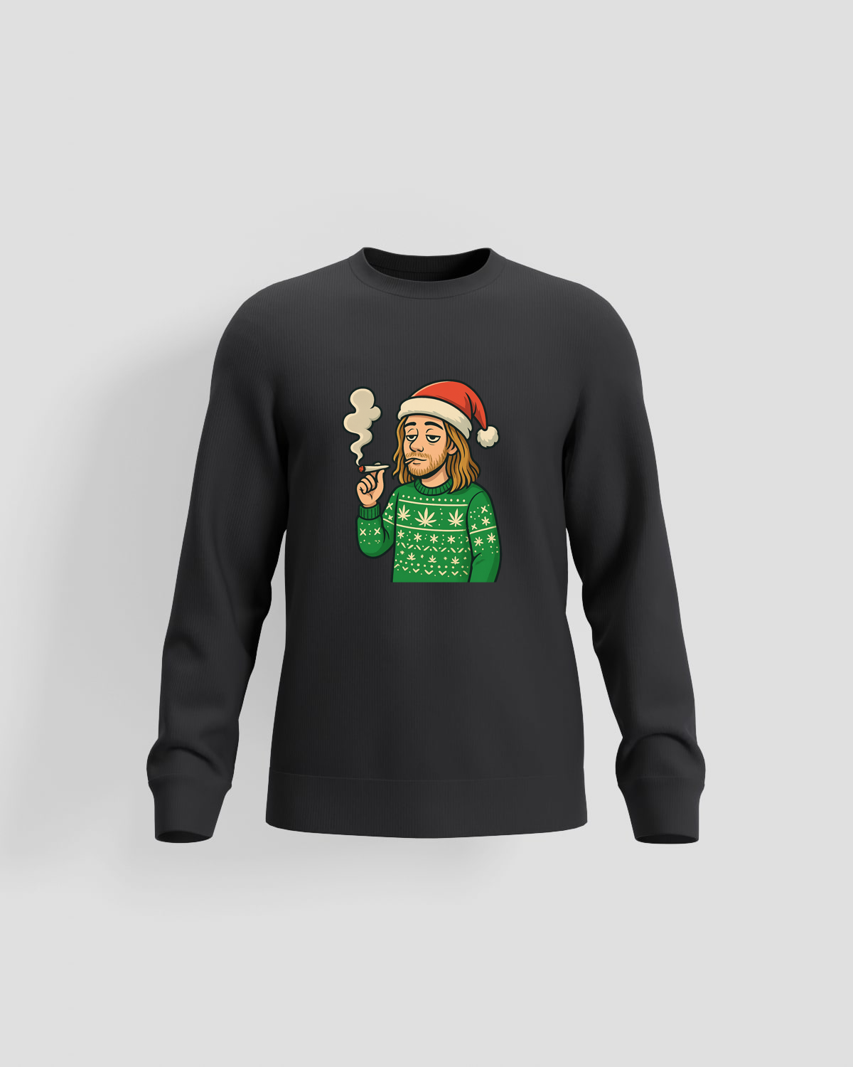 Weedcraft Bearded Santa Smoking Holiday Sweatshirtproduct image