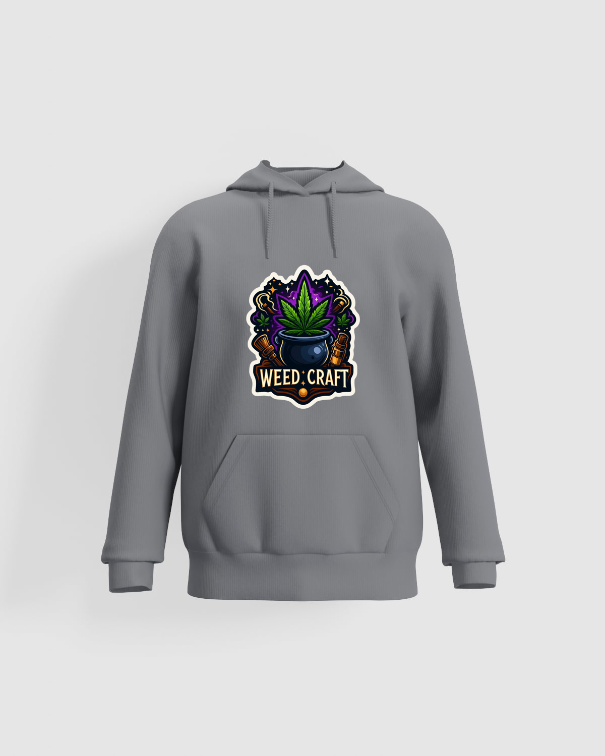 Weedcraft Hoodie, customizable, 80% cotton, Greyproduct image