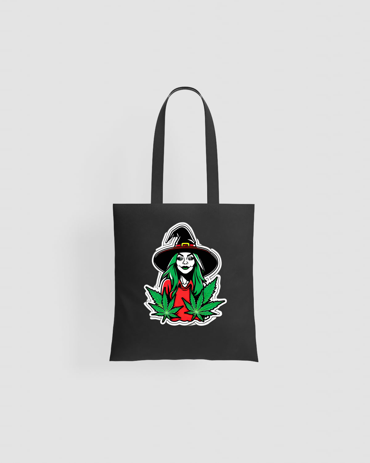 Weedcraft Green Witch Tote Bag with Marijuana Leafproduct image