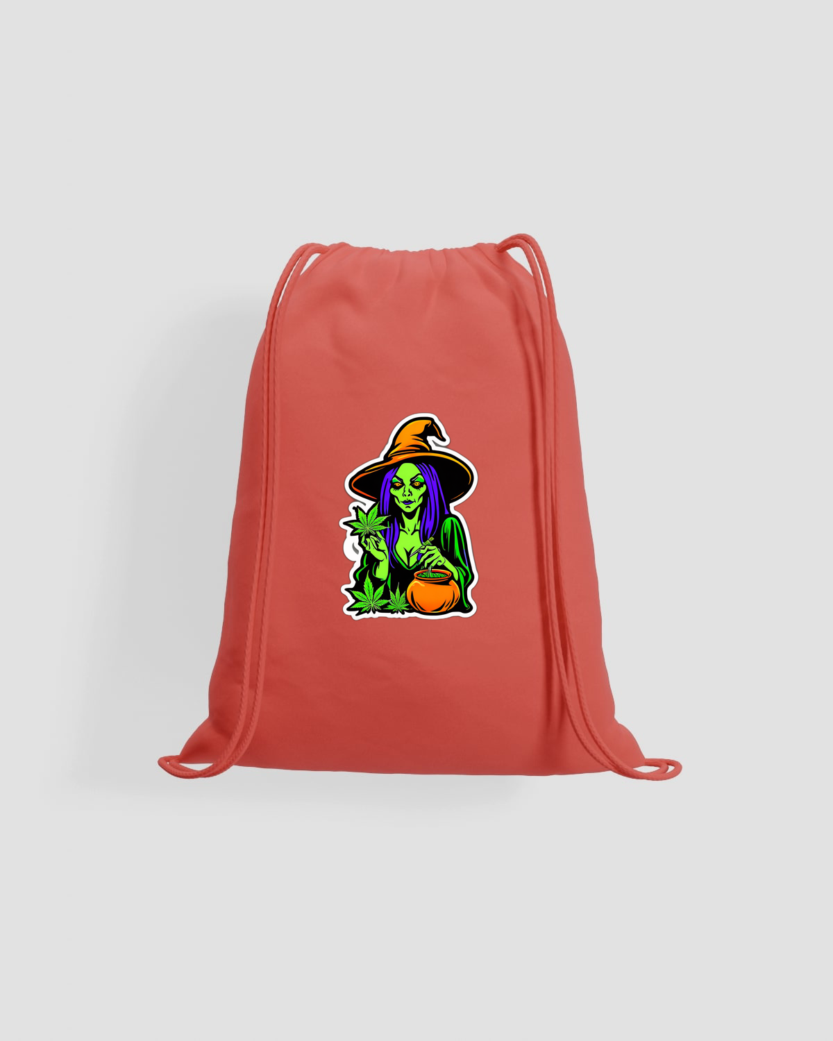 Weedcraft Drawstring Bag: Green Witch with Marijuana Potproduct image