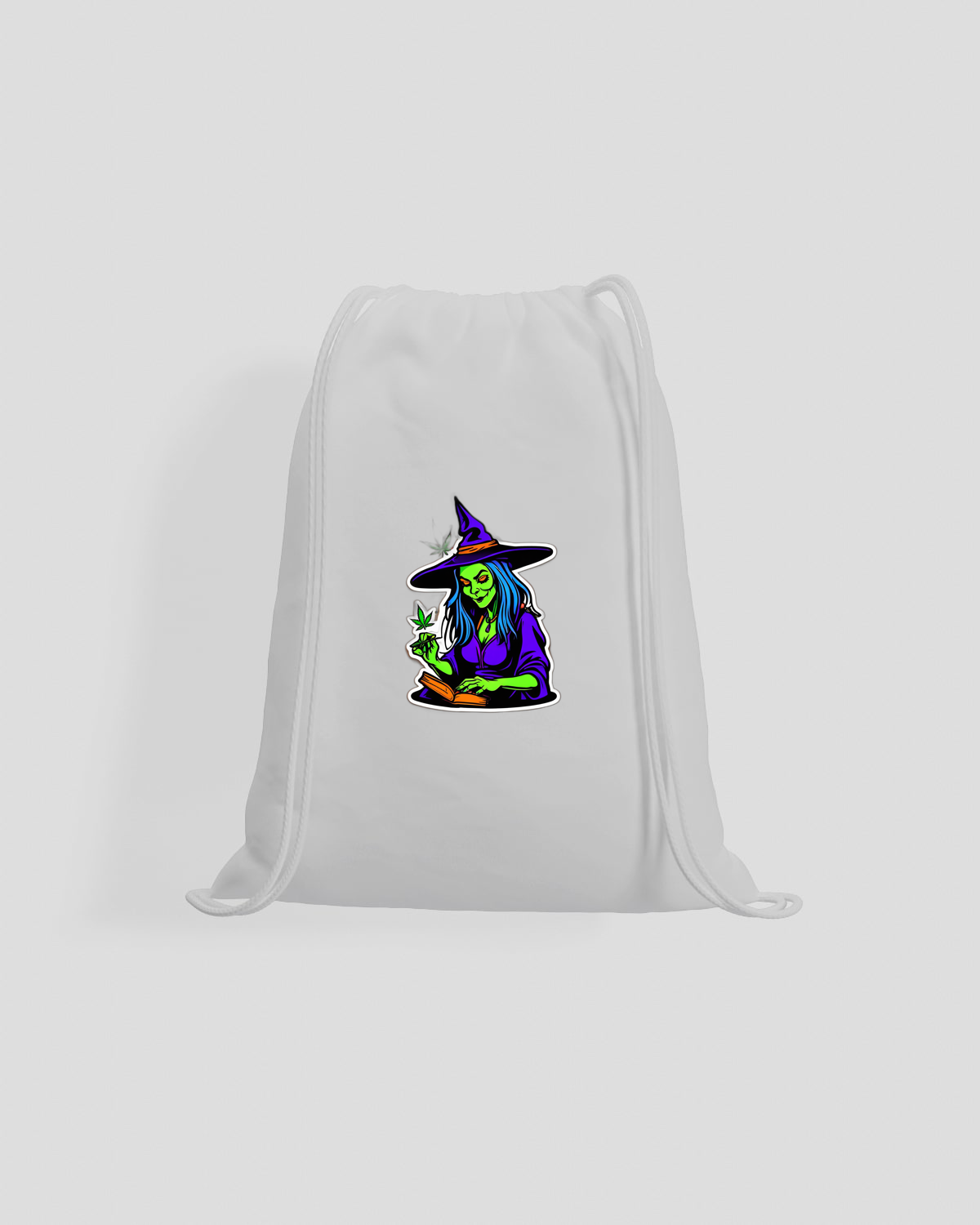 Weedcraft Drawstring Bag: Green Witch Reading Bookproduct image
