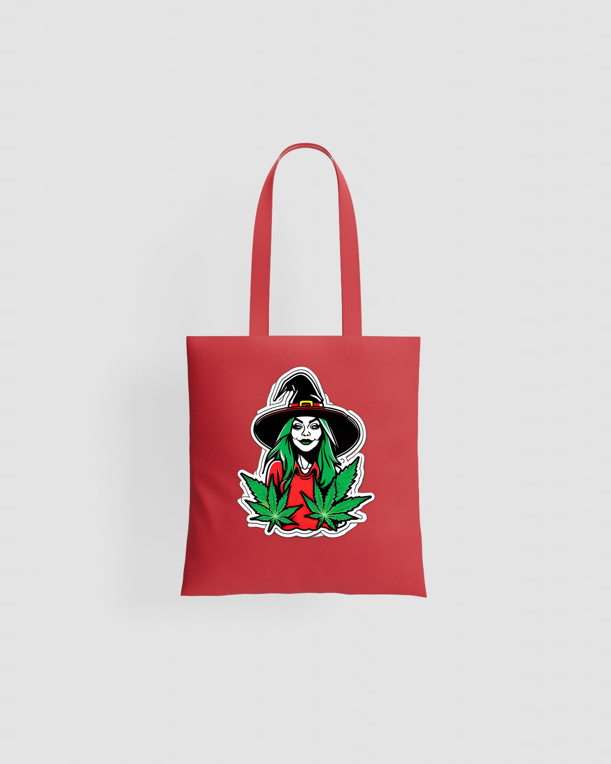 Weedcraft Green Witch Tote Bag with Marijuana Leafproduct image