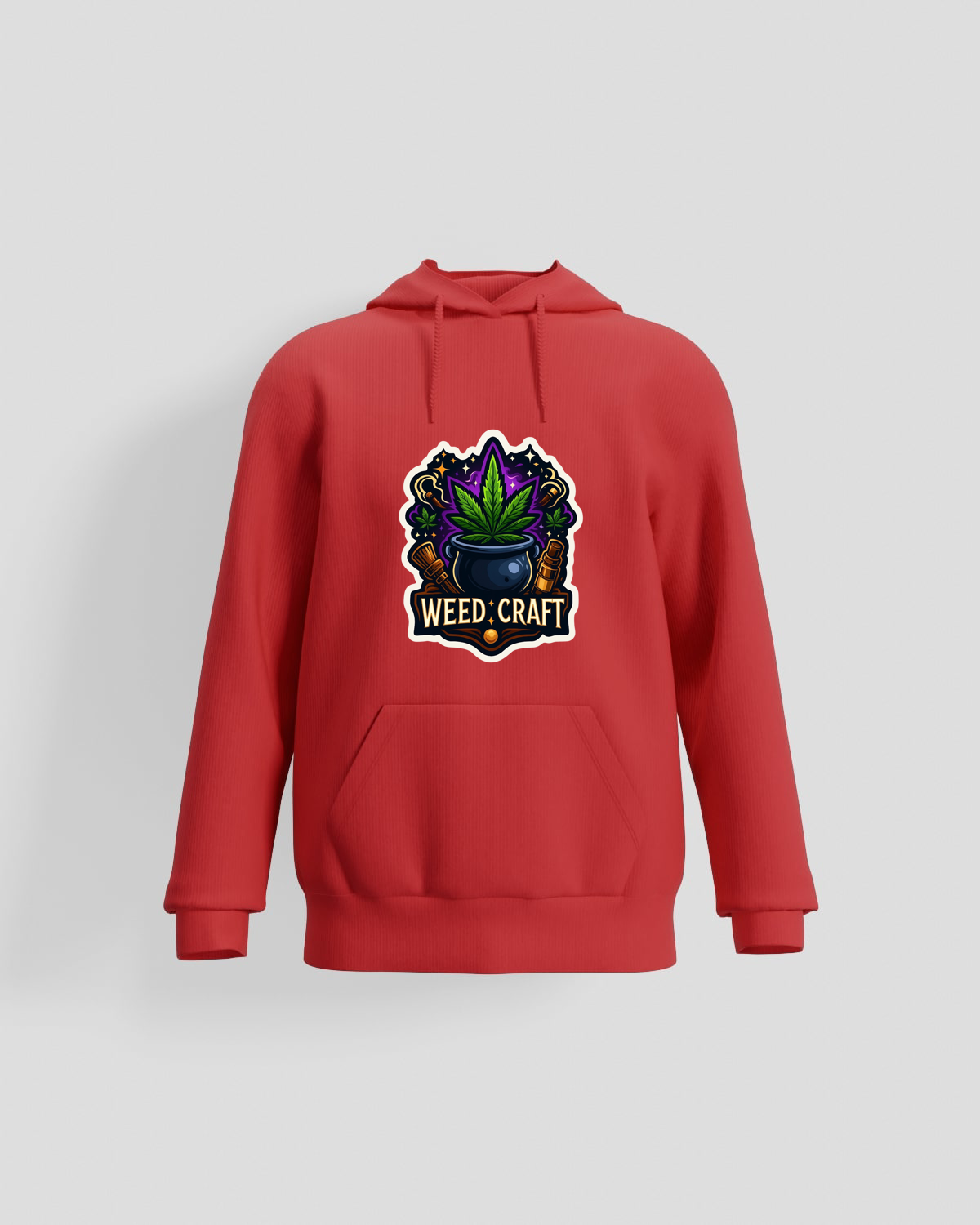 Weedcraft Hoodie, customizable, 80% cotton, Redproduct image