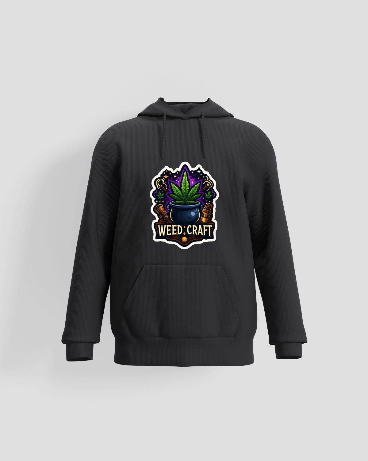 Weedcraft Hoodie, customizable, 80% cotton, Blackproduct image