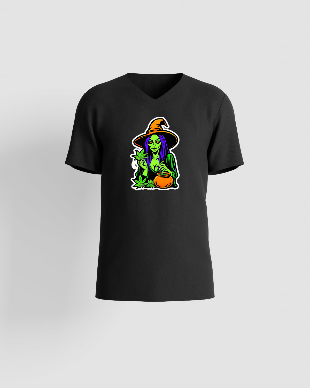 Weedcraft T-shirt Witch with Cannabis Pot Halloweenproduct image