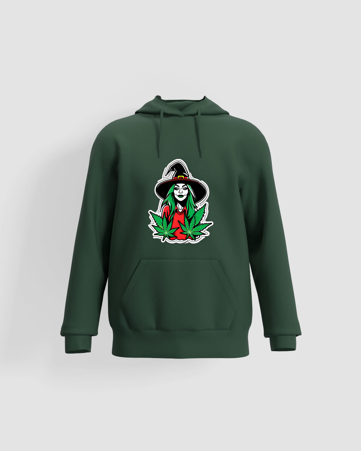 Weedcraft SWEATSHIRT: Green Witch Holding Marijuana Leafproduct image